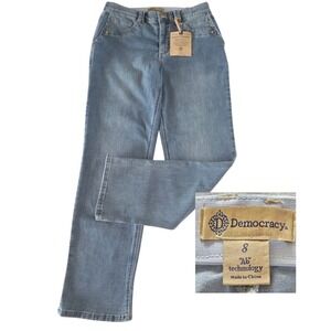 Democracy Boyfriend Booty Lift Jeans Size 8 Blue Mold & Hold Ab Tech 10.5" Rise